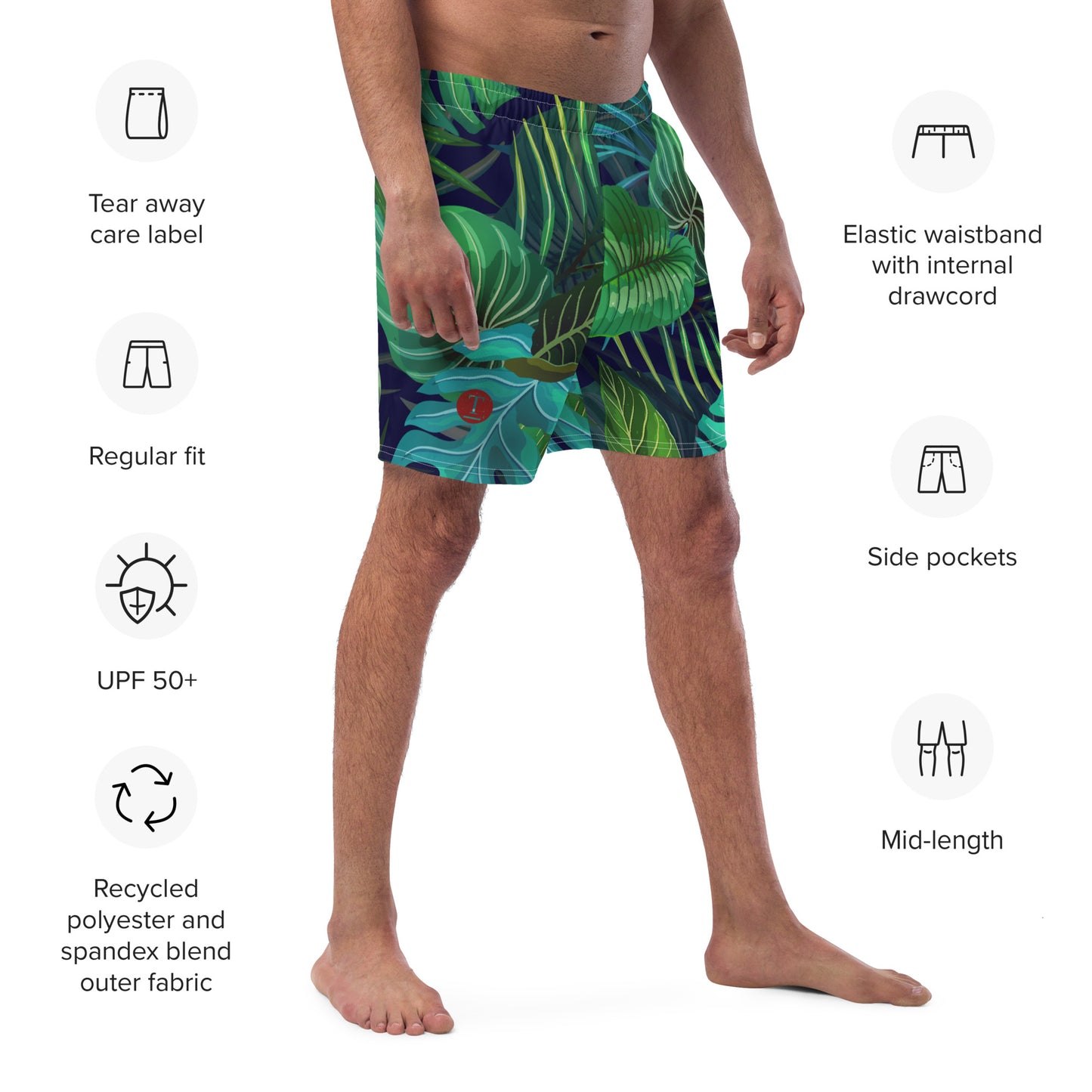 Green Tropical Swim Trunks